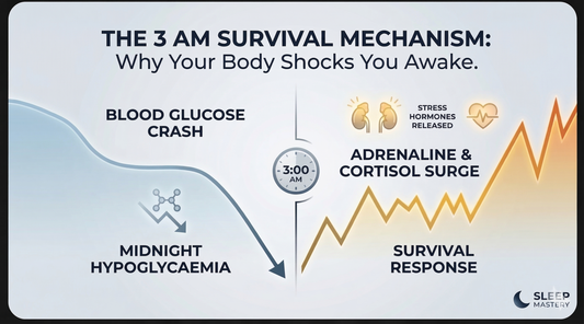A line graph showing the drop from a blood glucose crash and the associated spike in adrenaline and survival response from the body.