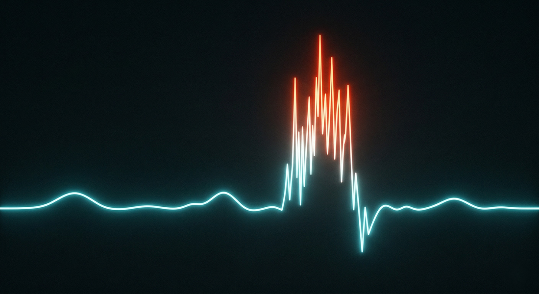 A graph showing an adrenaline dump in the middle of the night, visualising nocturnal panic attacks.