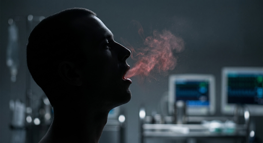 Clinical silhouette demonstrating nocturnal mouth breathing and chronic hyperventilation during sleep.